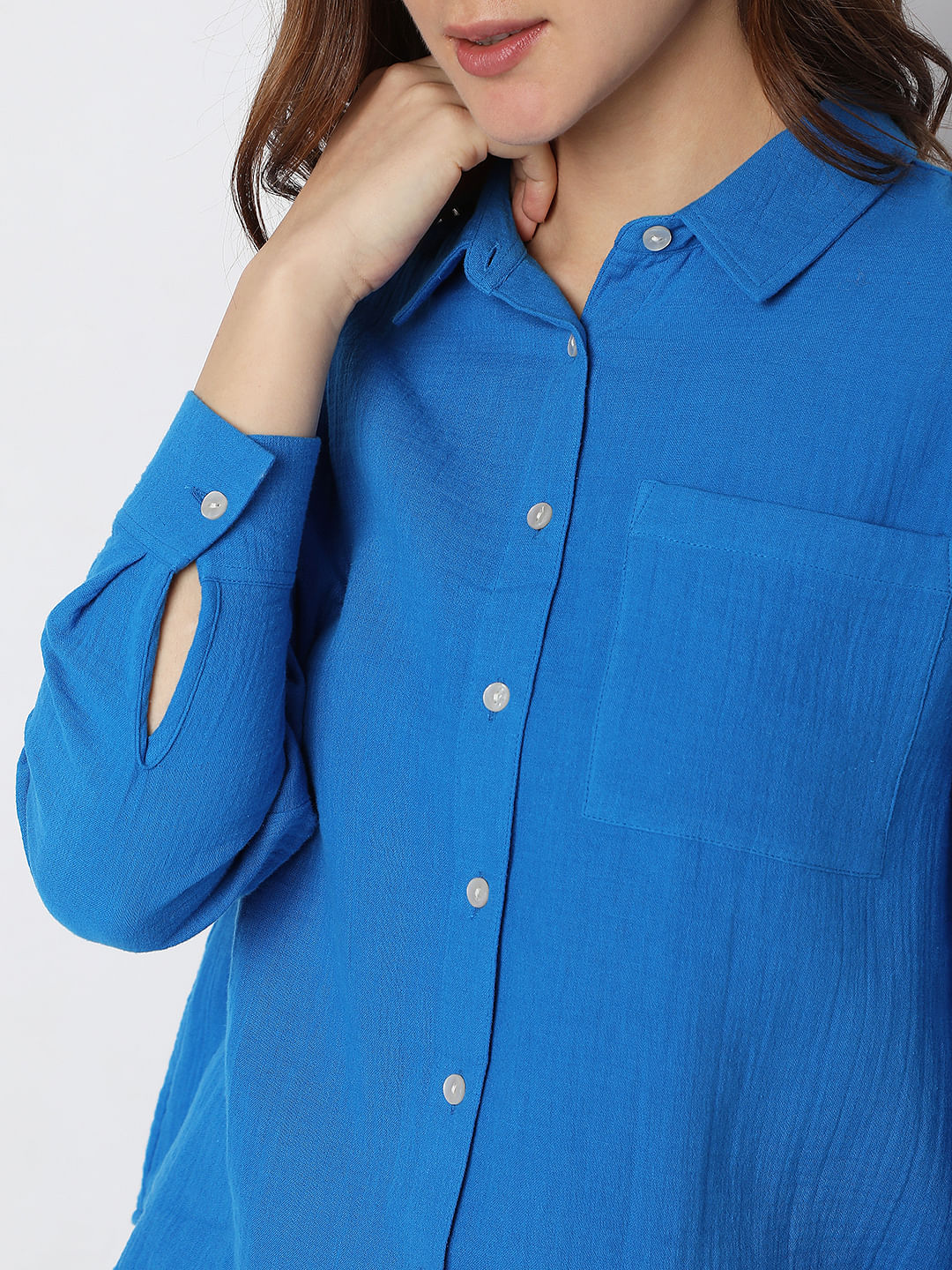 Blue Textured Shirt