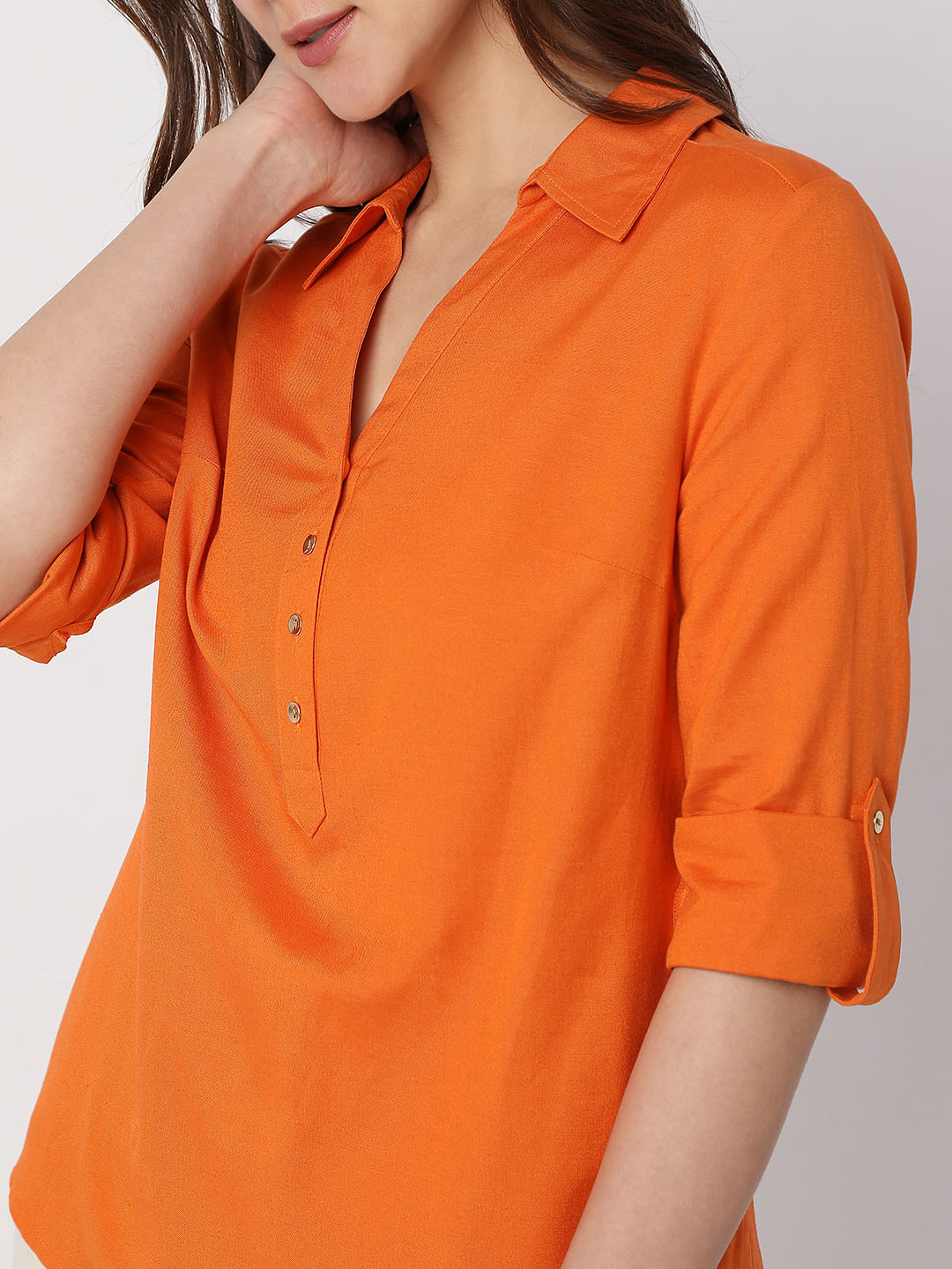 Orange Asymmetric Shirt