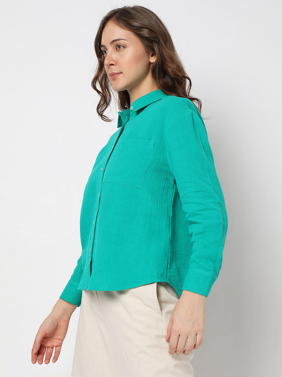Green Drop Shoulder Shirt