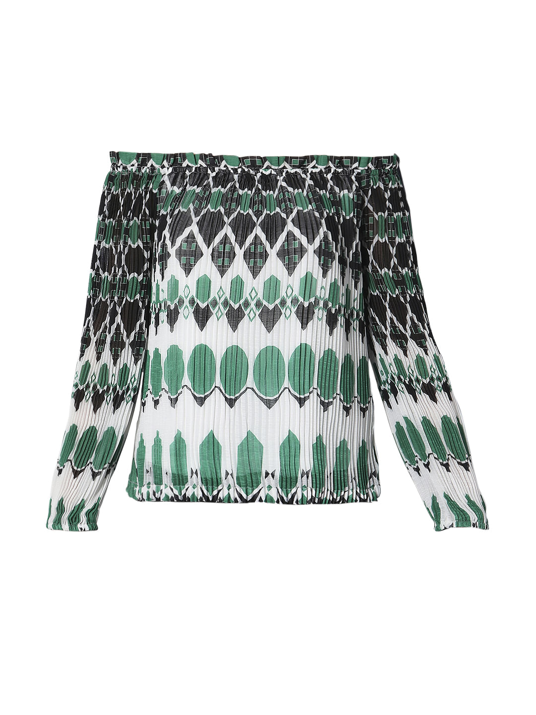 Green Geometric Print Top