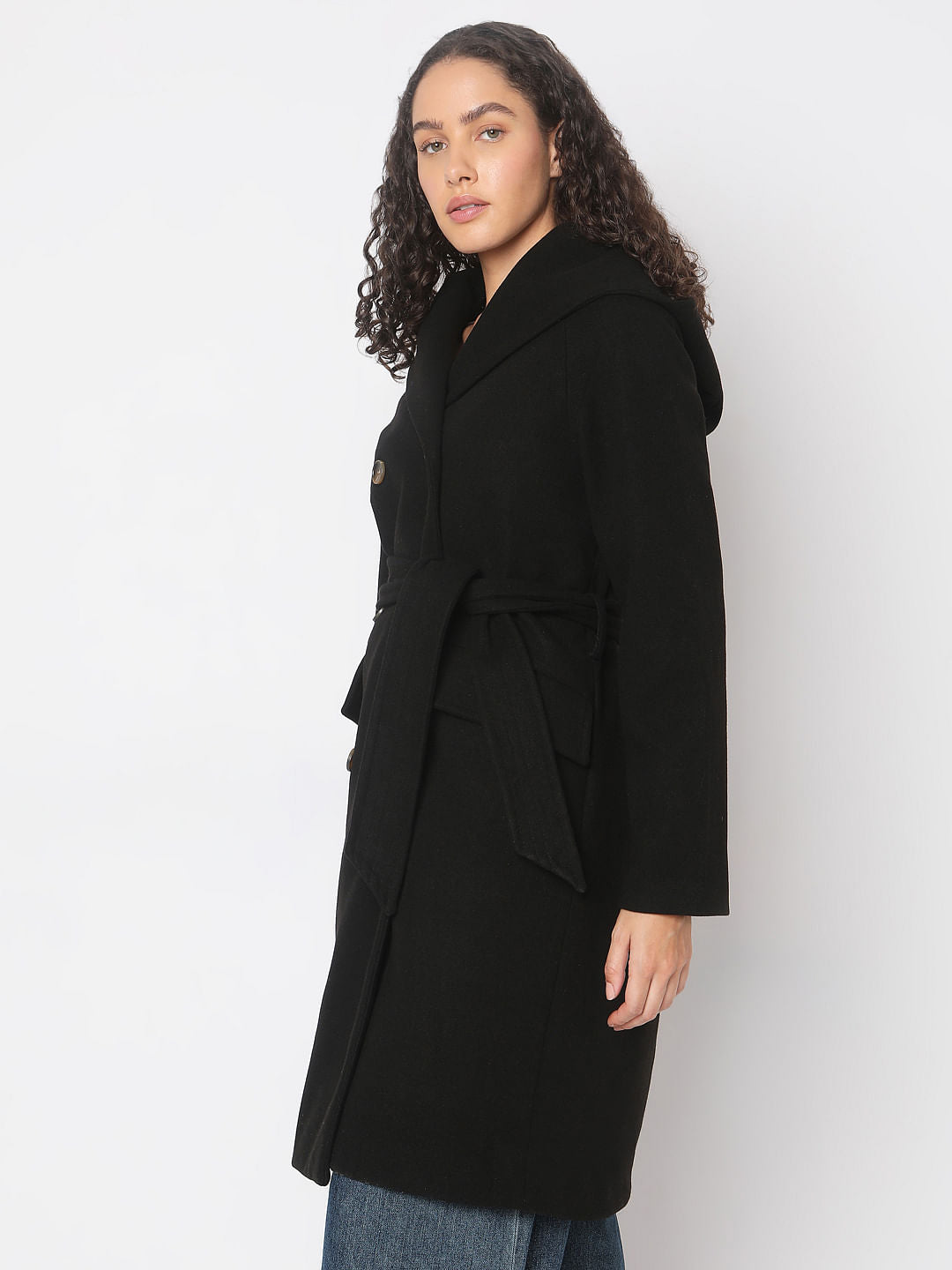 Black Double-Breasted Long Coat