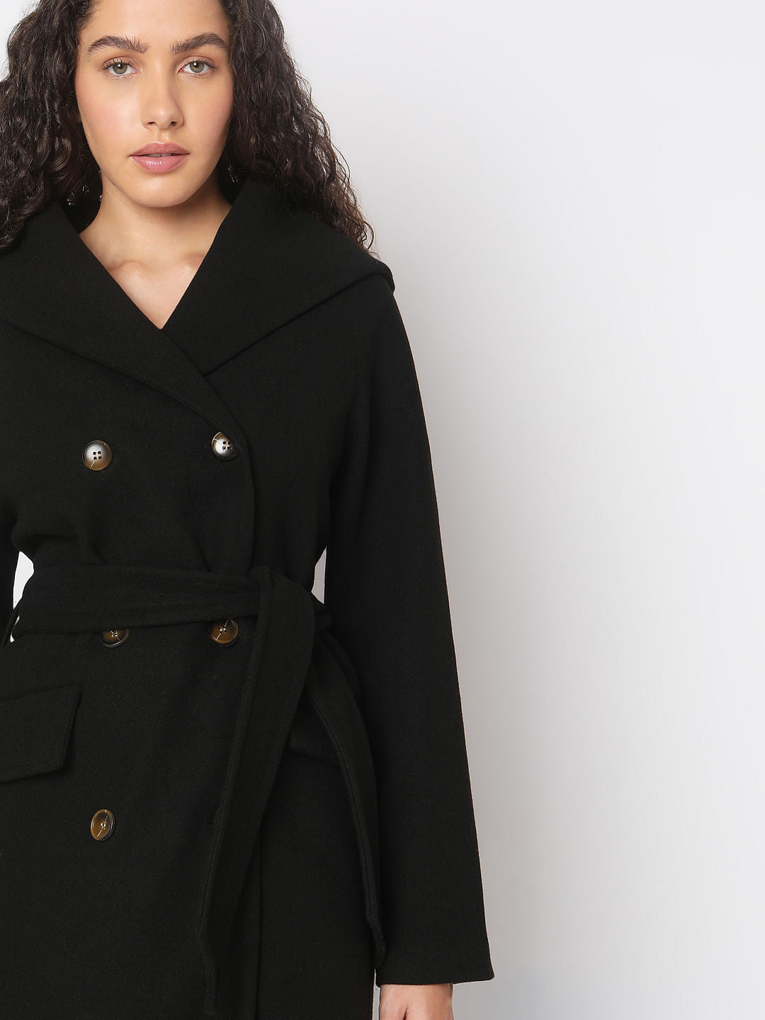 Black Double-Breasted Long Coat