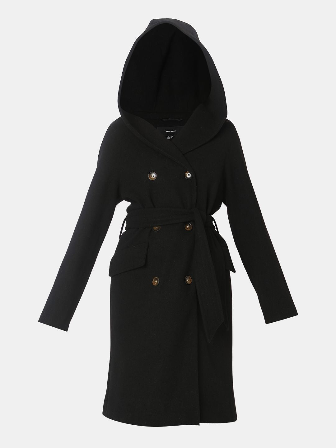 Black Double-Breasted Long Coat