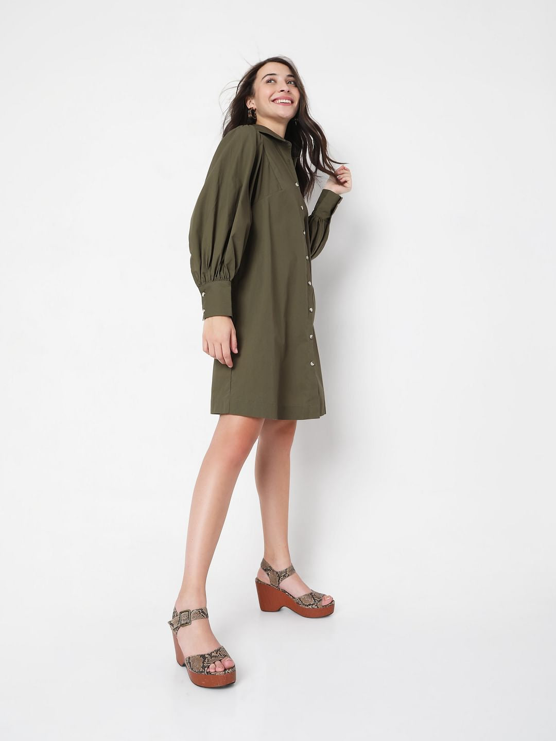 Green Button Down Dress