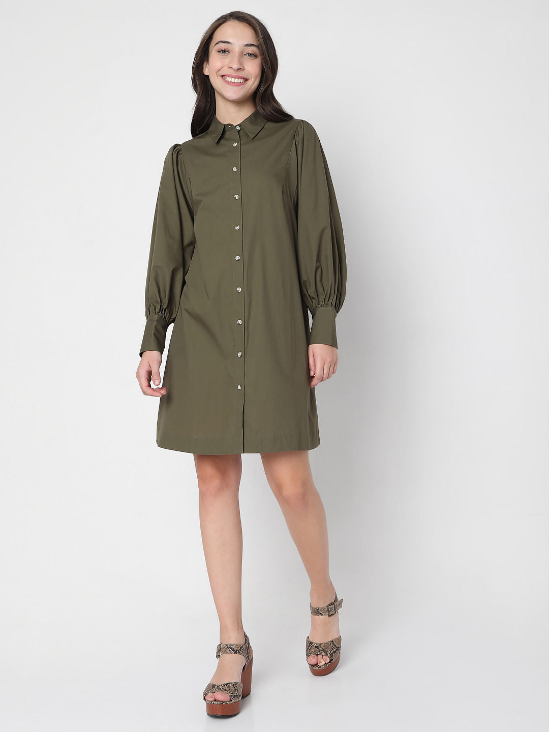 Green Button Down Dress