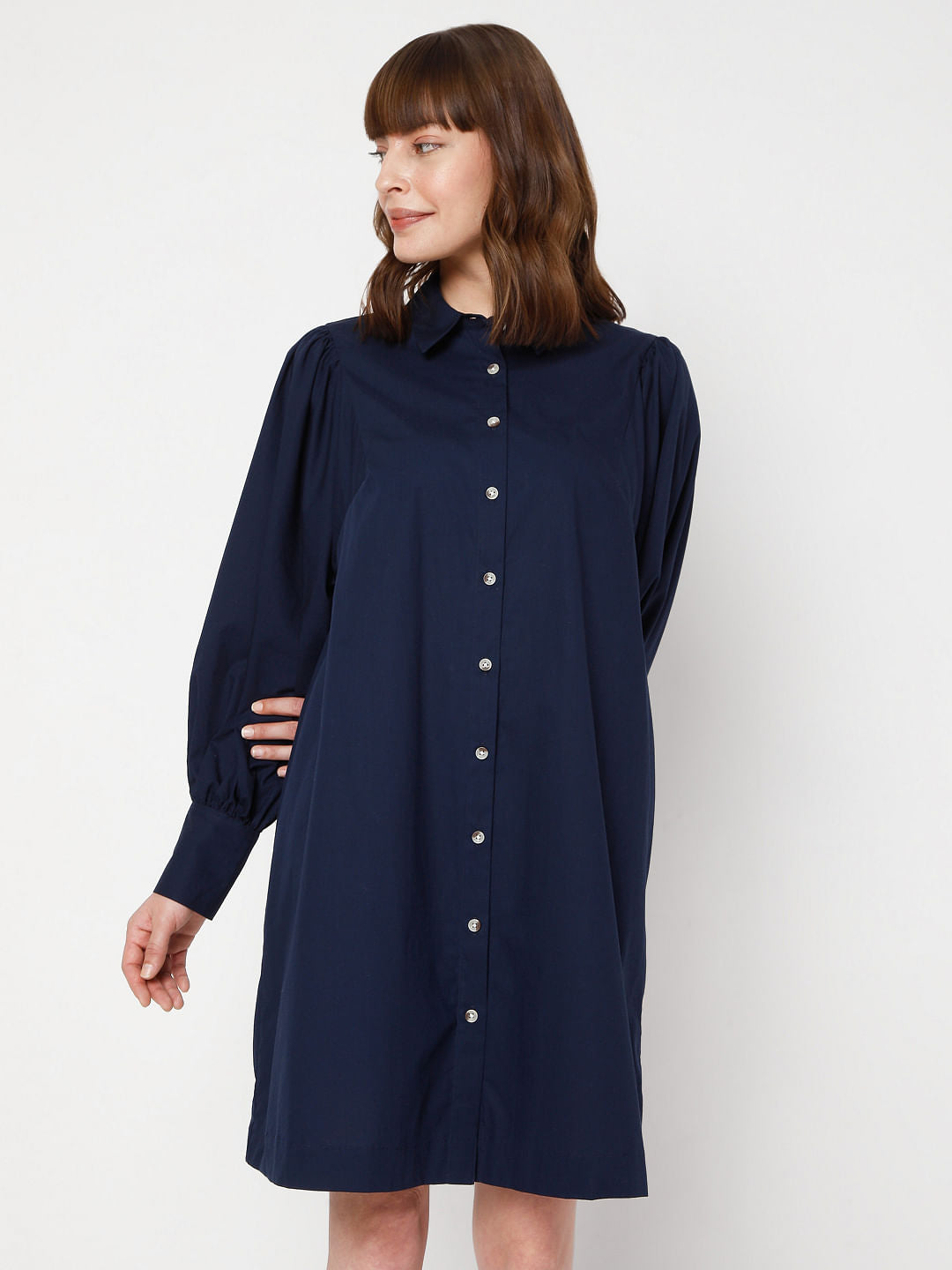 Blue Button Down Dress