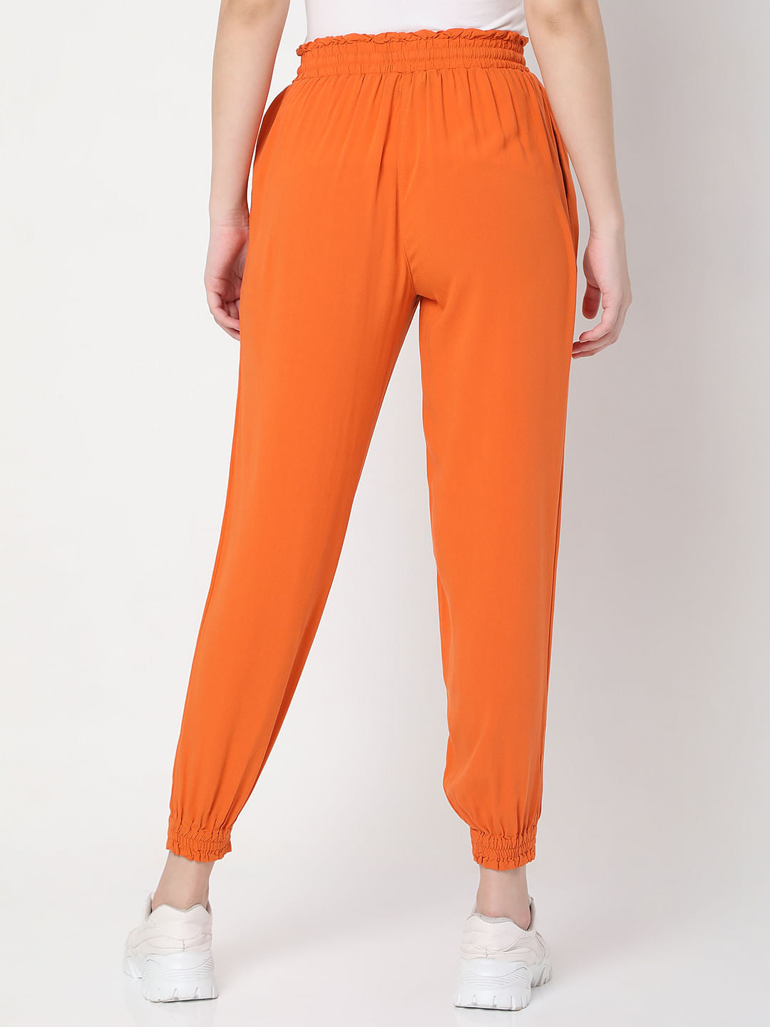 Orange Mid Rise Cargo Pants