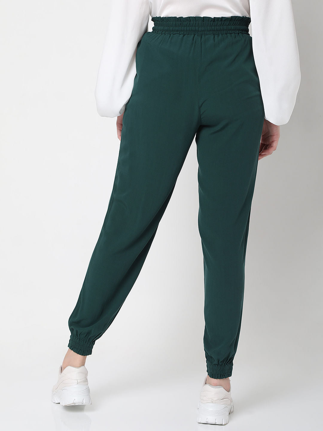 Dark Green Mid Rise Cargo Pants
