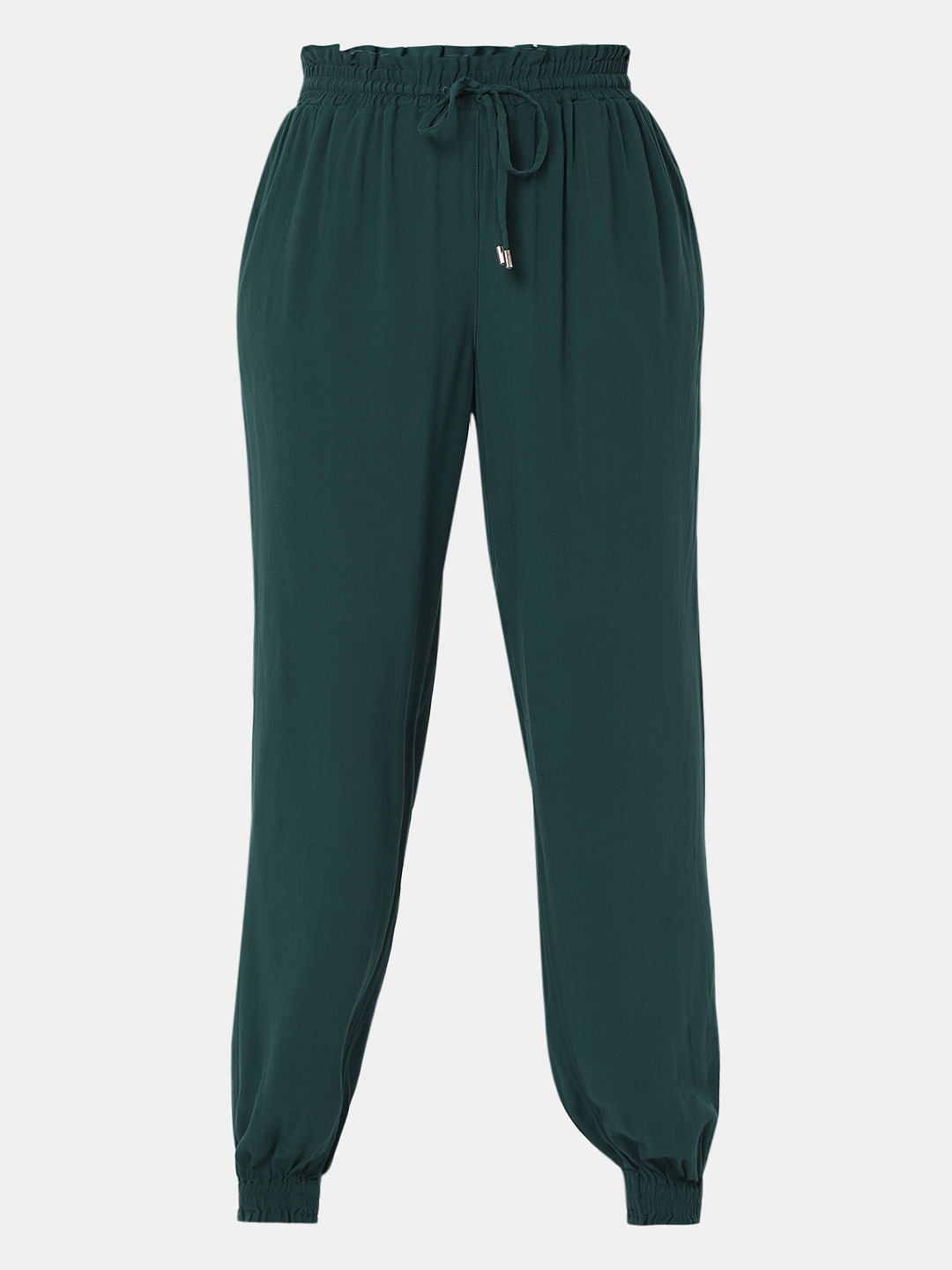 Dark Green Mid Rise Cargo Pants