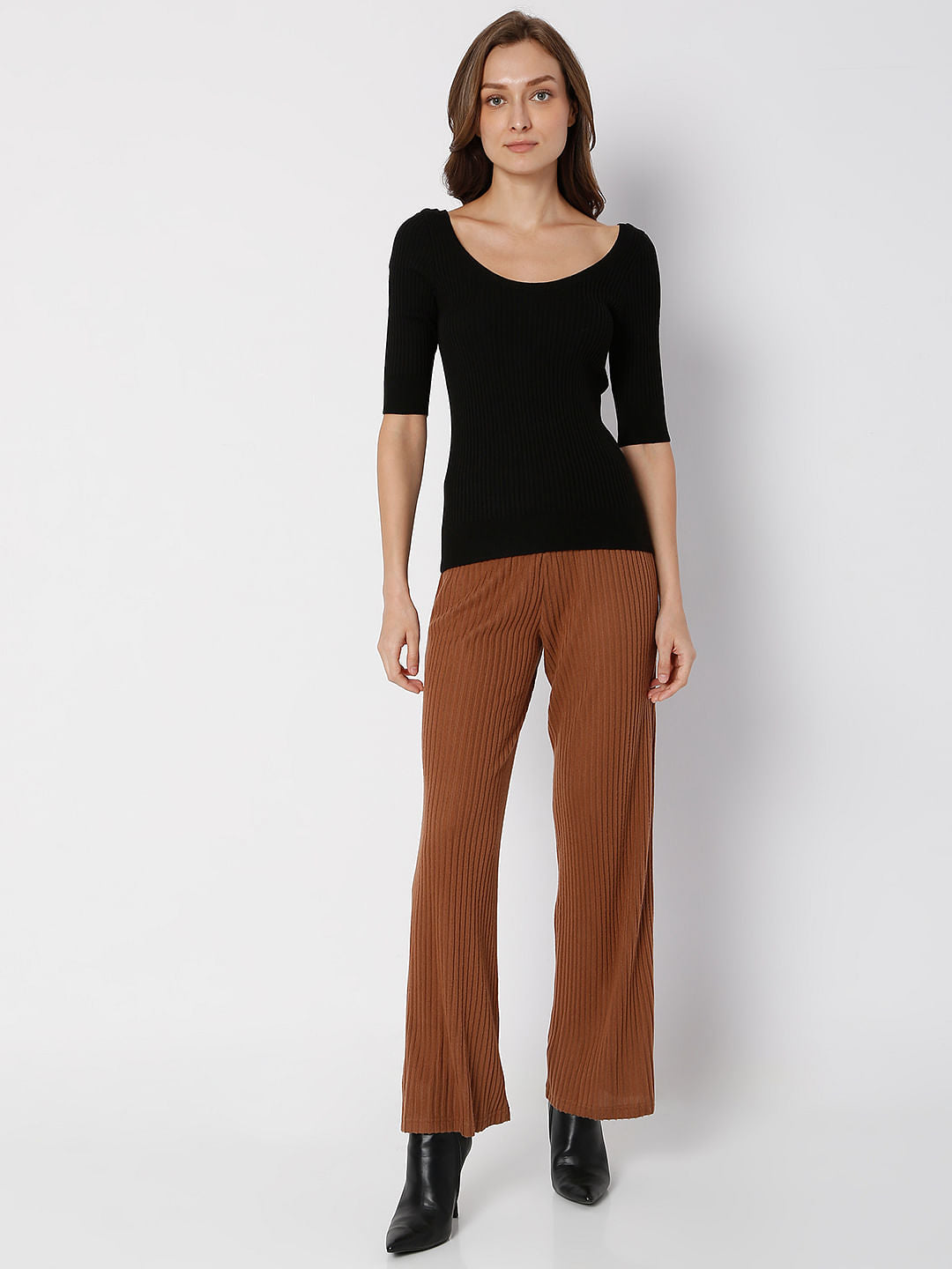 Black Ribbed Knit Top