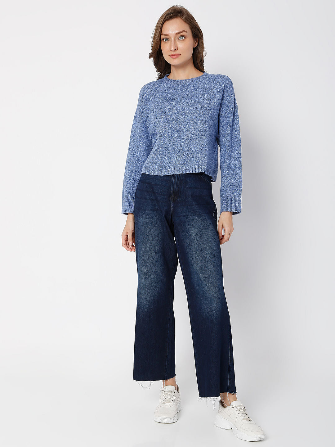Blue Boxy Fit Knit Top