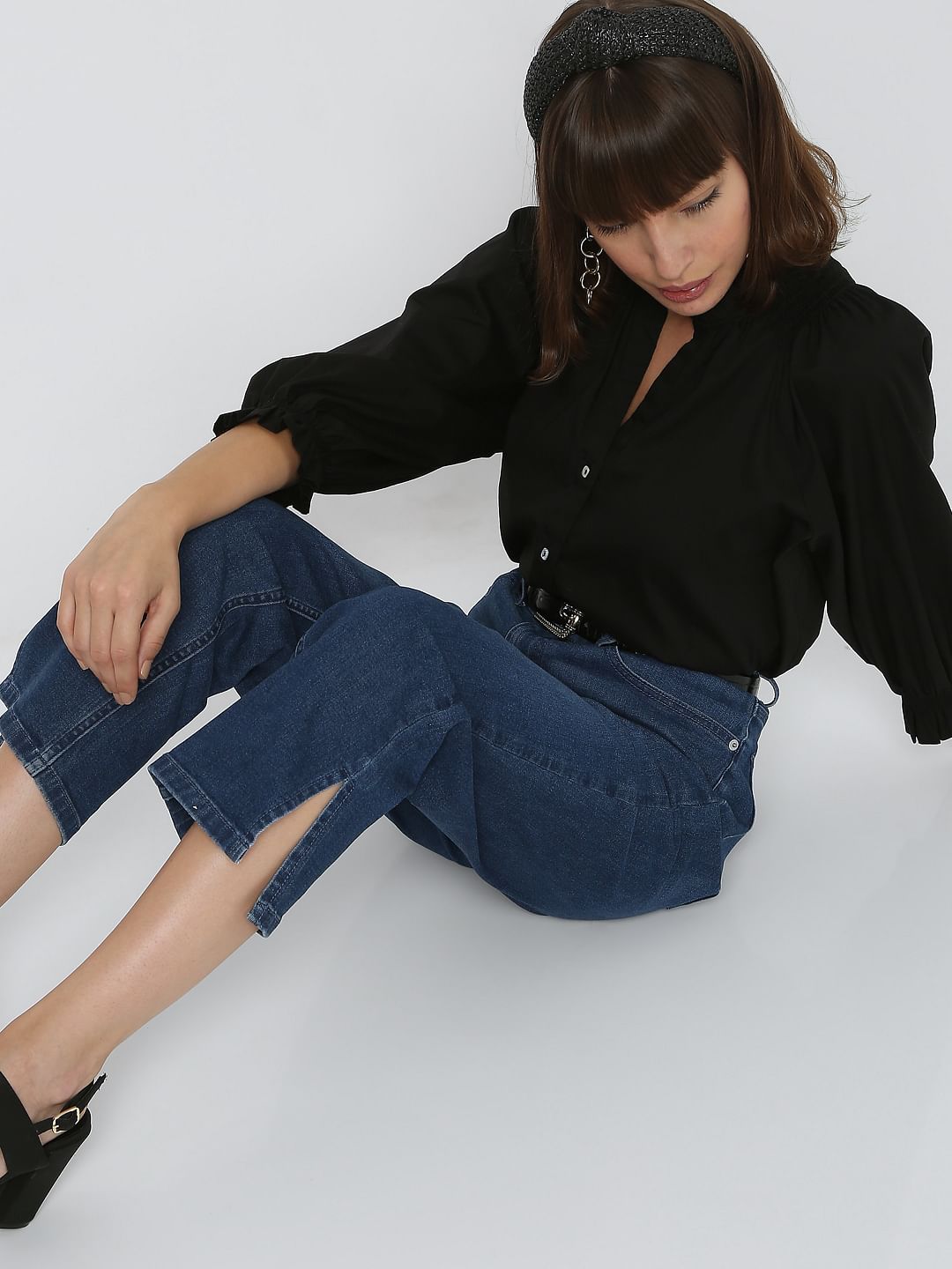 Blue High Rise Jade Straight Fit Jeans