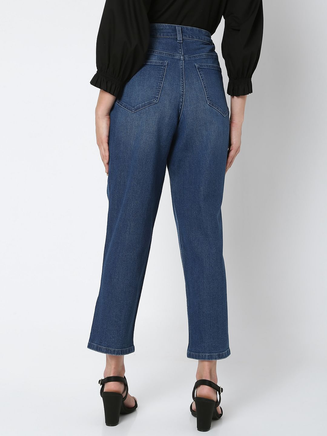 Blue High Rise Jade Straight Fit Jeans
