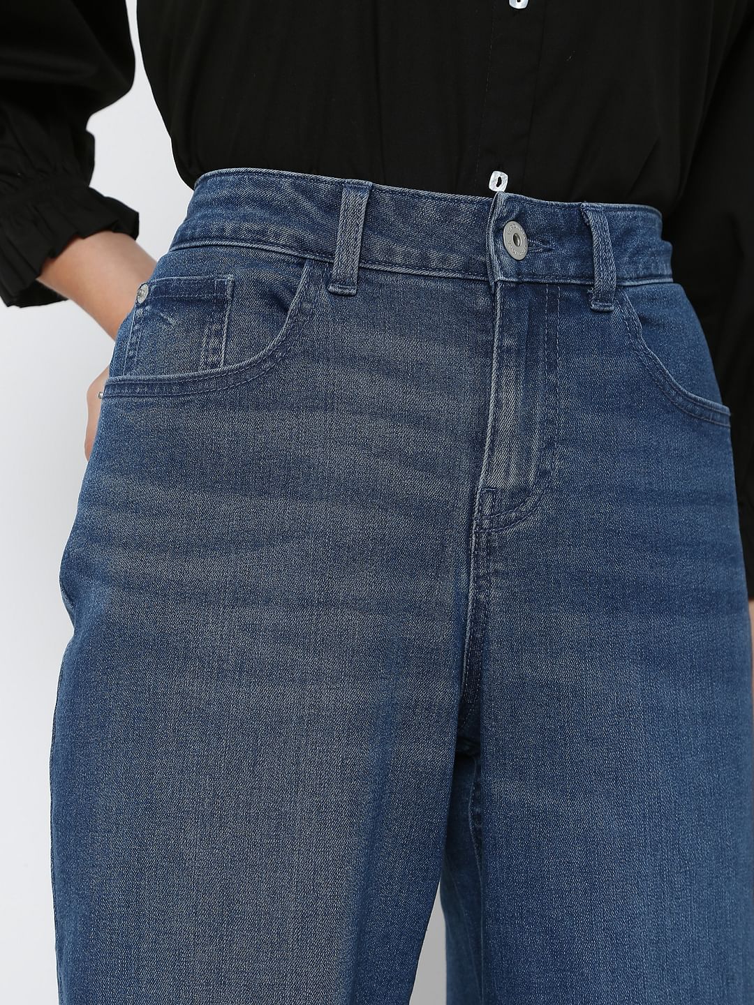 Blue High Rise Jade Straight Fit Jeans