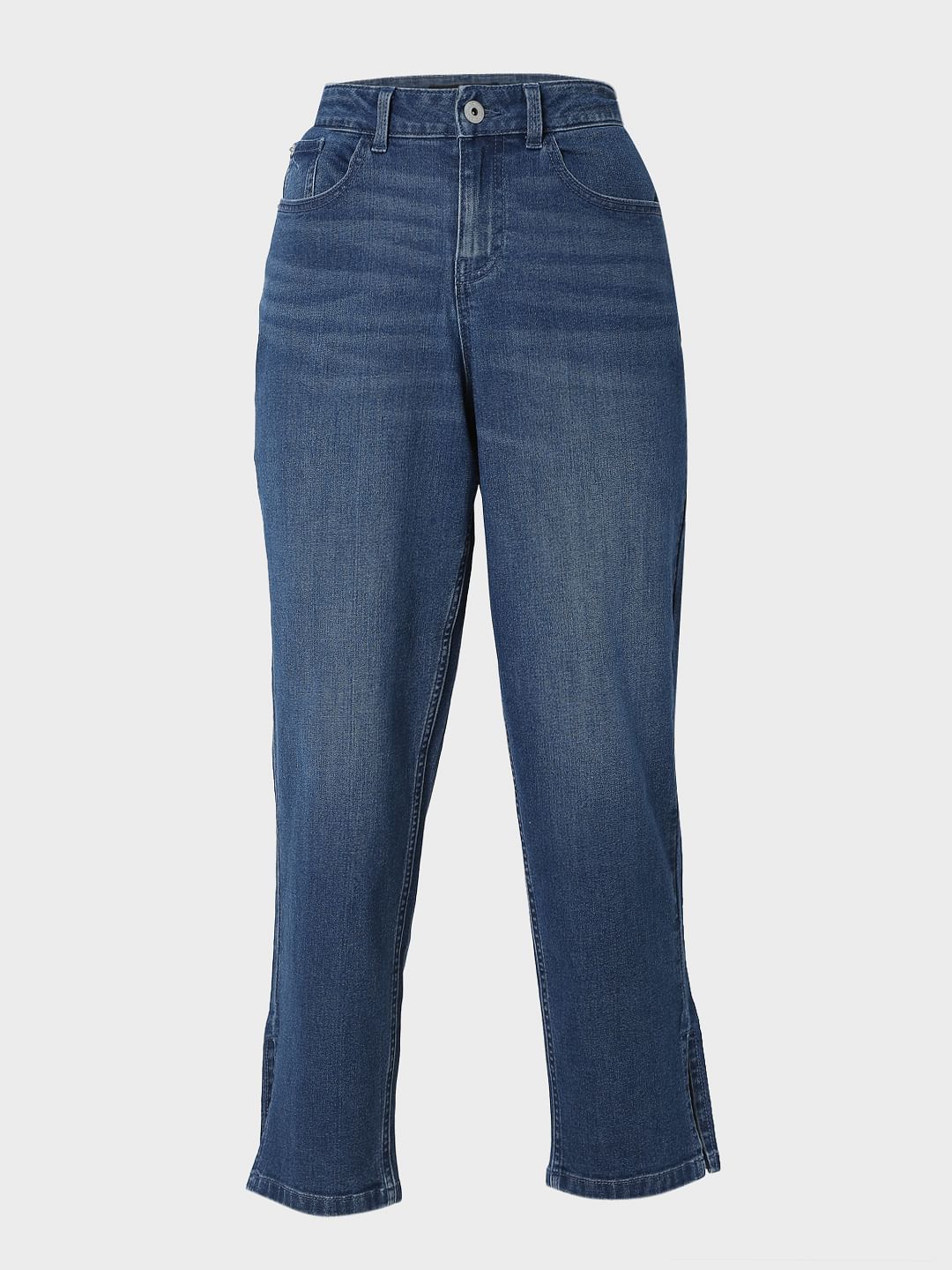 Blue High Rise Jade Straight Fit Jeans