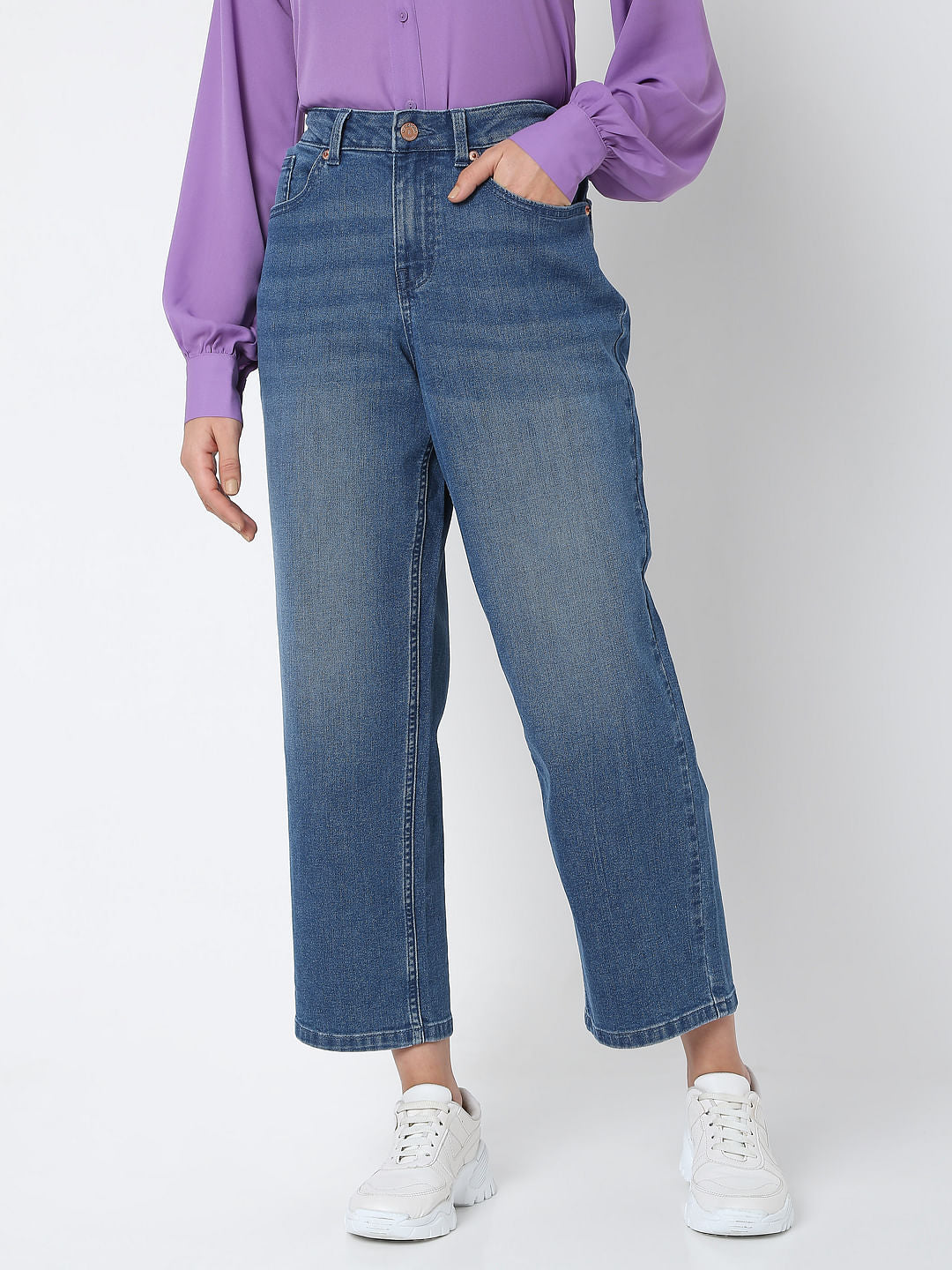 Blue High Rise Zoey Wide-Leg Jeans