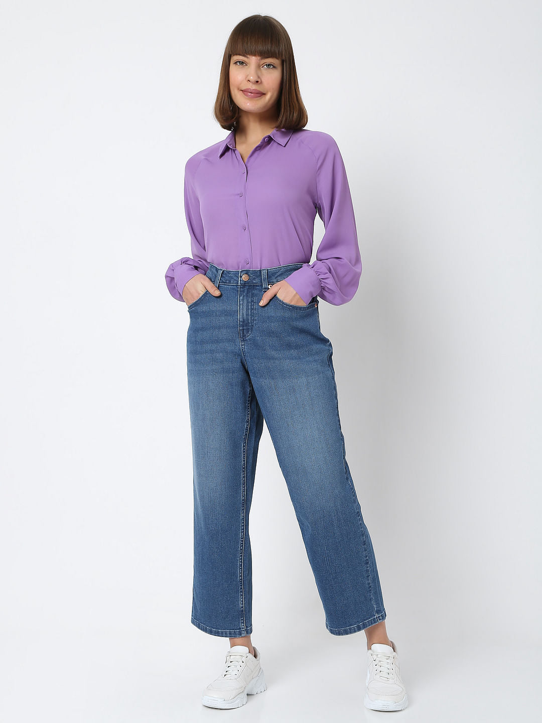 Blue High Rise Zoey Wide-Leg Jeans