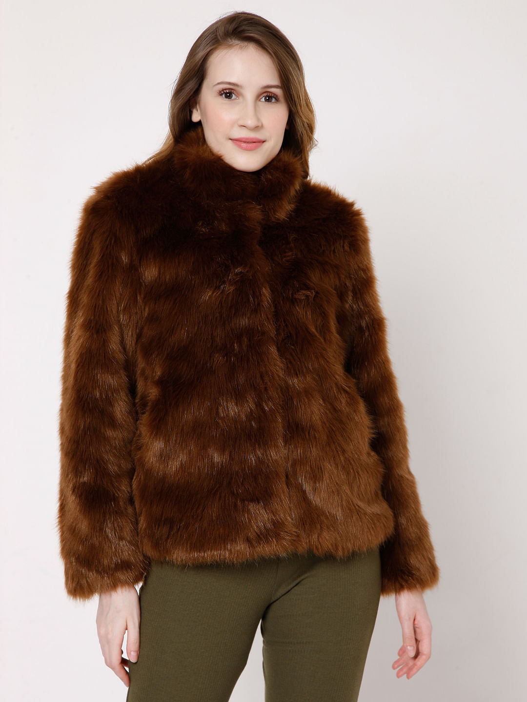 Faux Fur Animal Print Coat