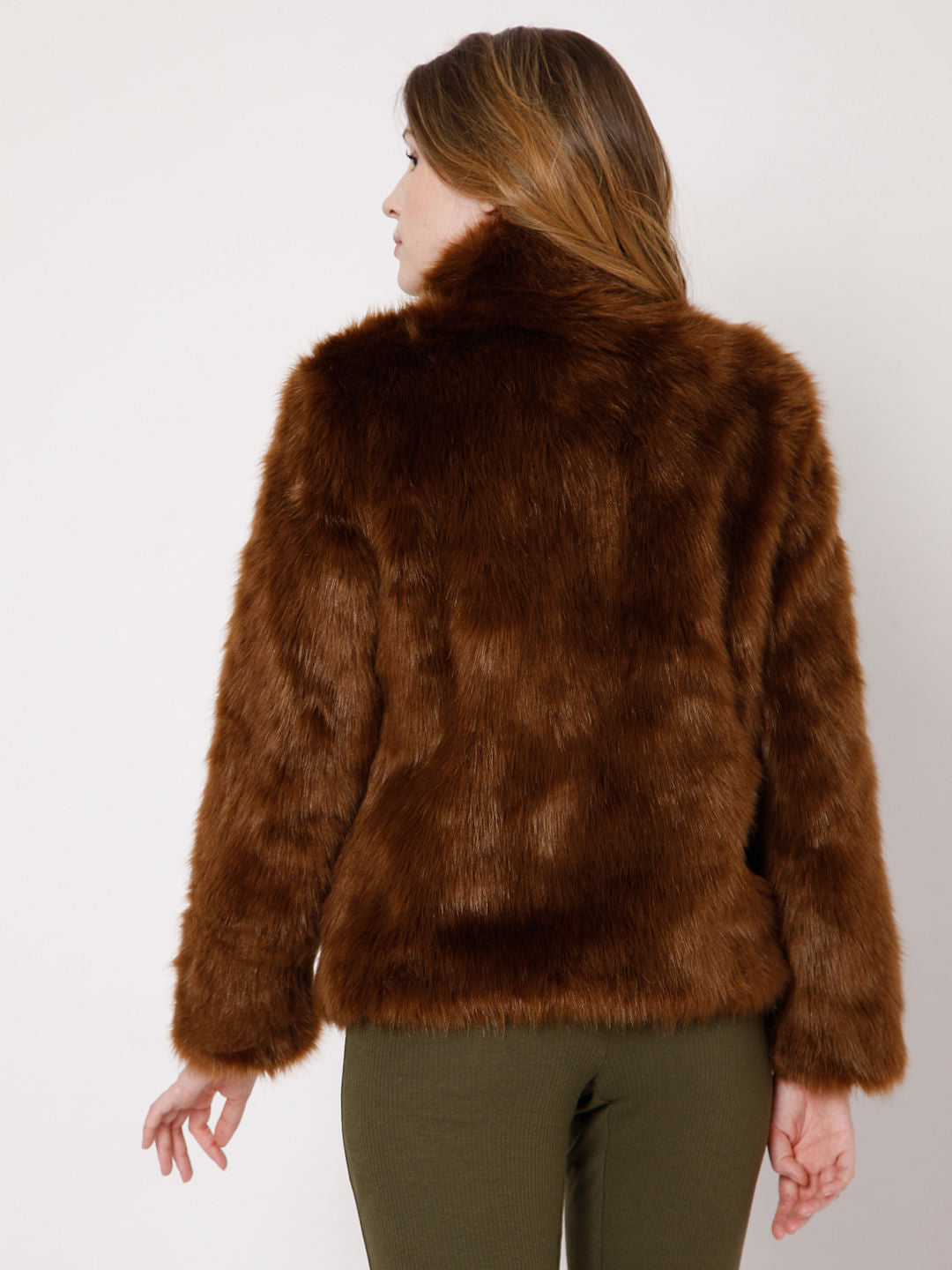 Faux Fur Animal Print Coat