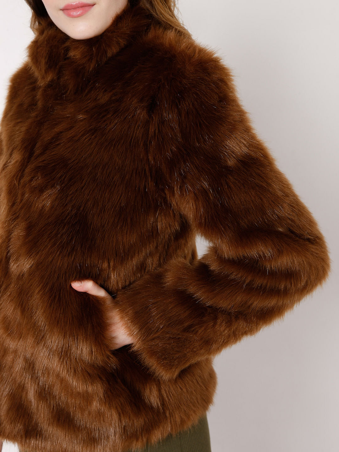 Faux Fur Animal Print Coat