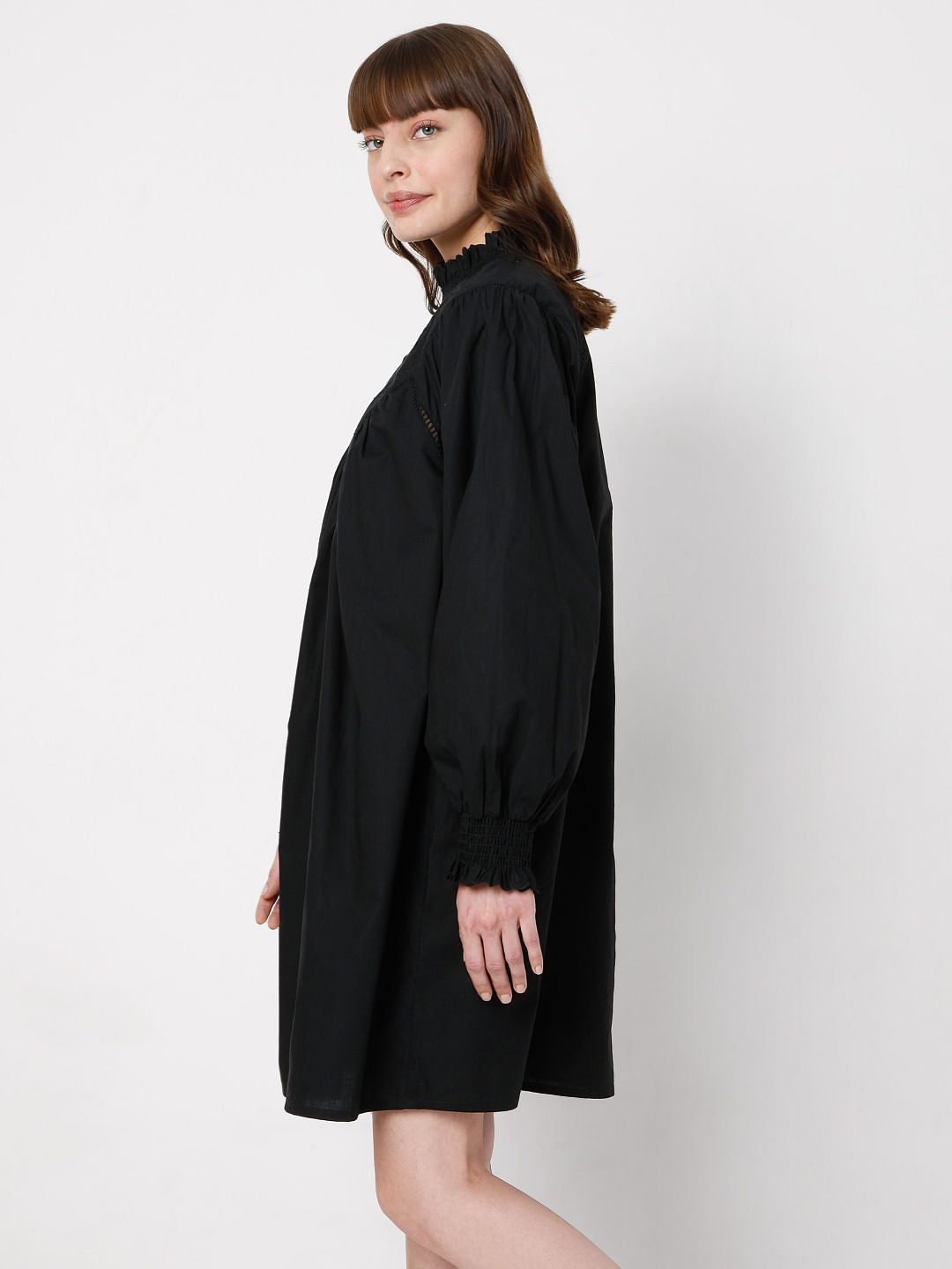 Black Schiffli Shift Dress