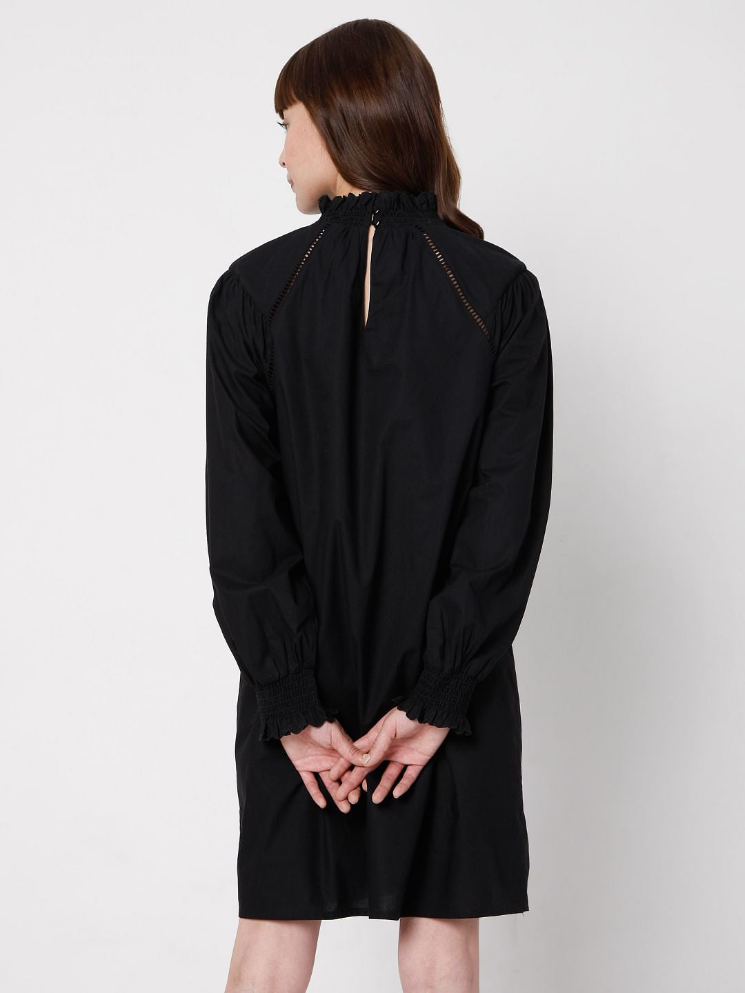 Black Schiffli Shift Dress