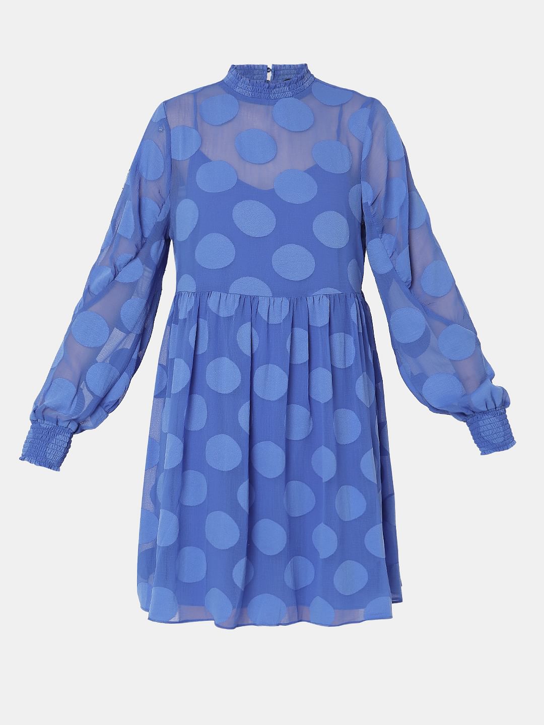 Blue Polka Dot Fit & Flare Dress