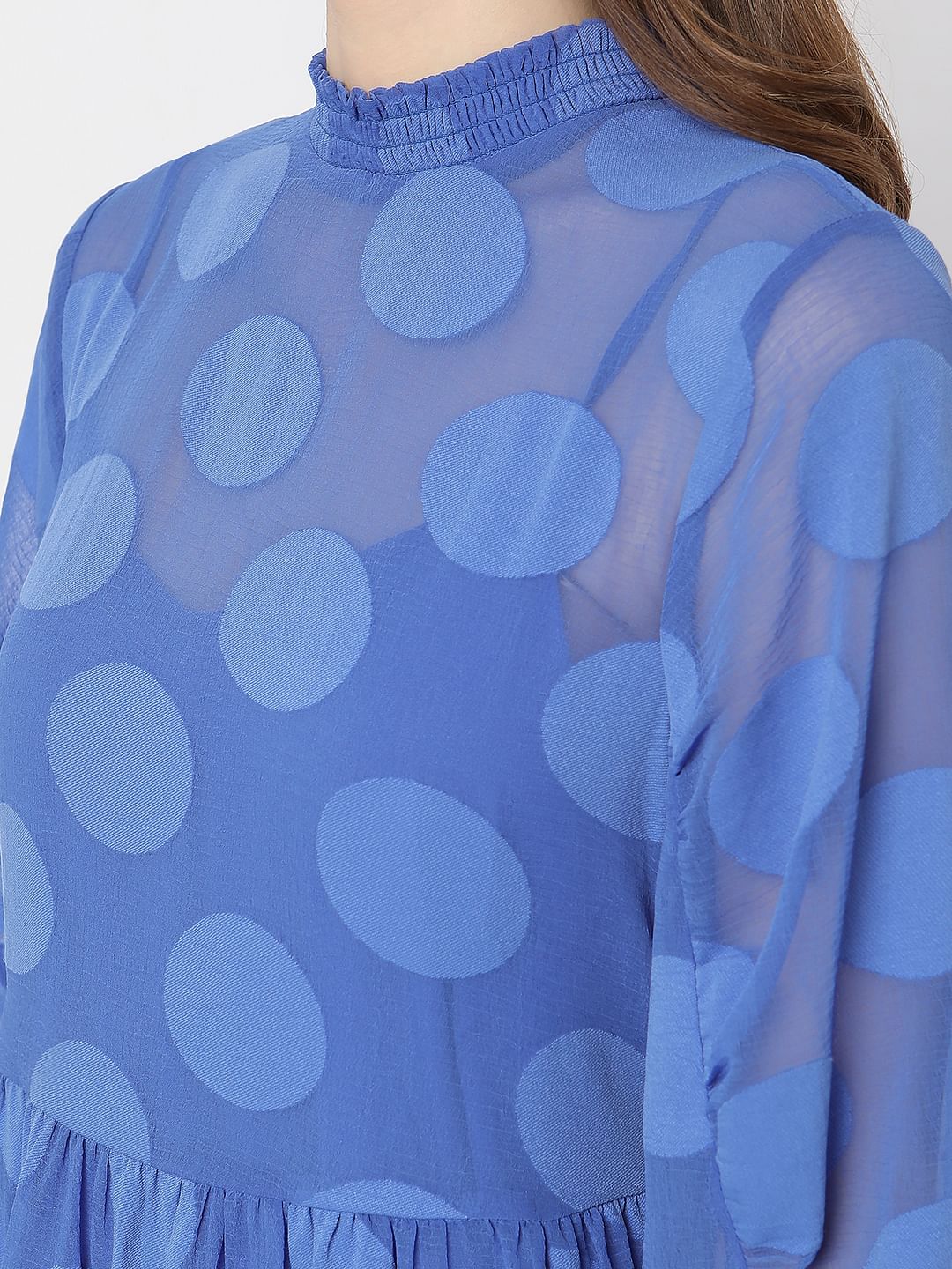 Blue Polka Dot Fit & Flare Dress