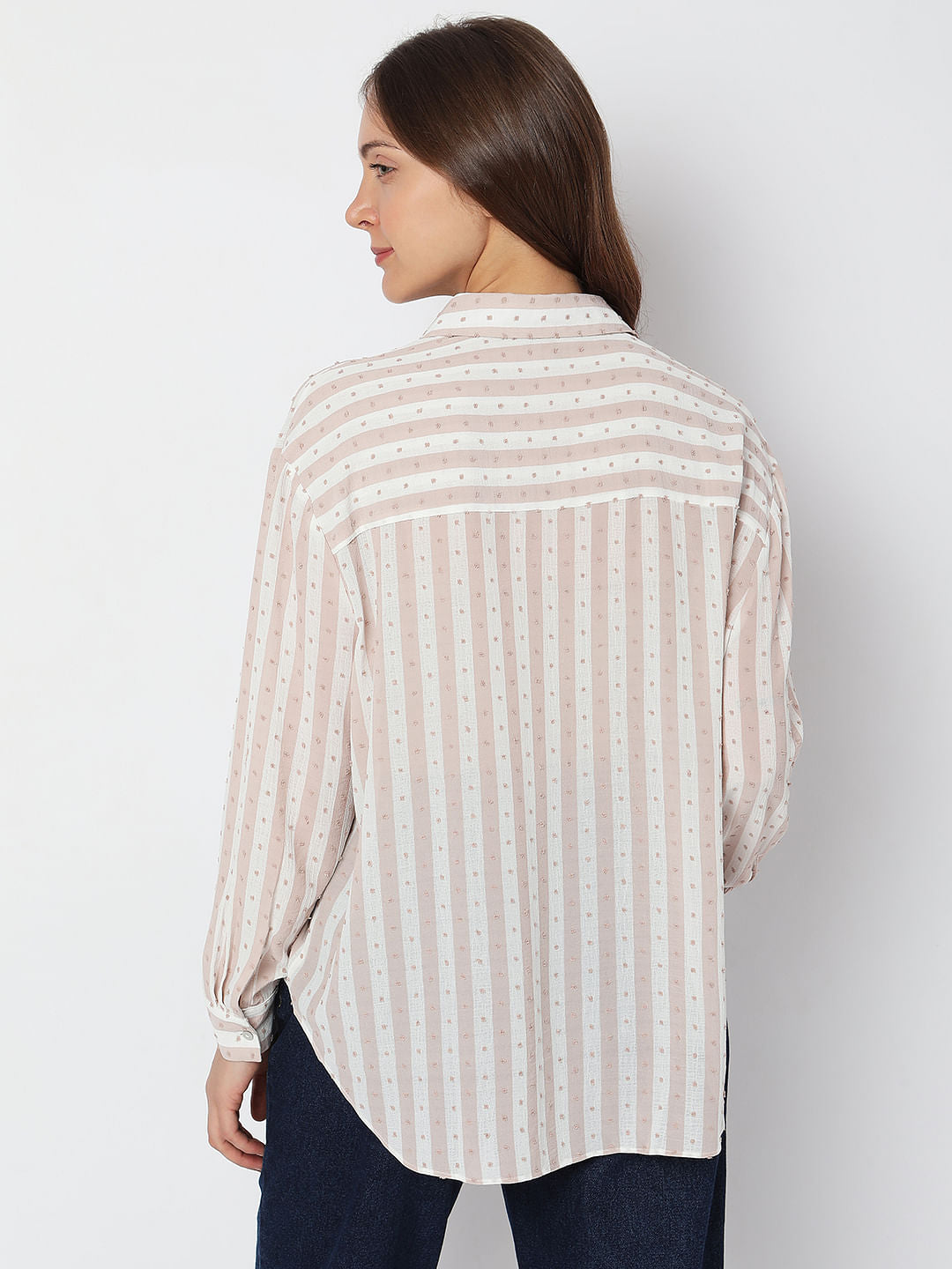 Beige Striped Printed Shirt