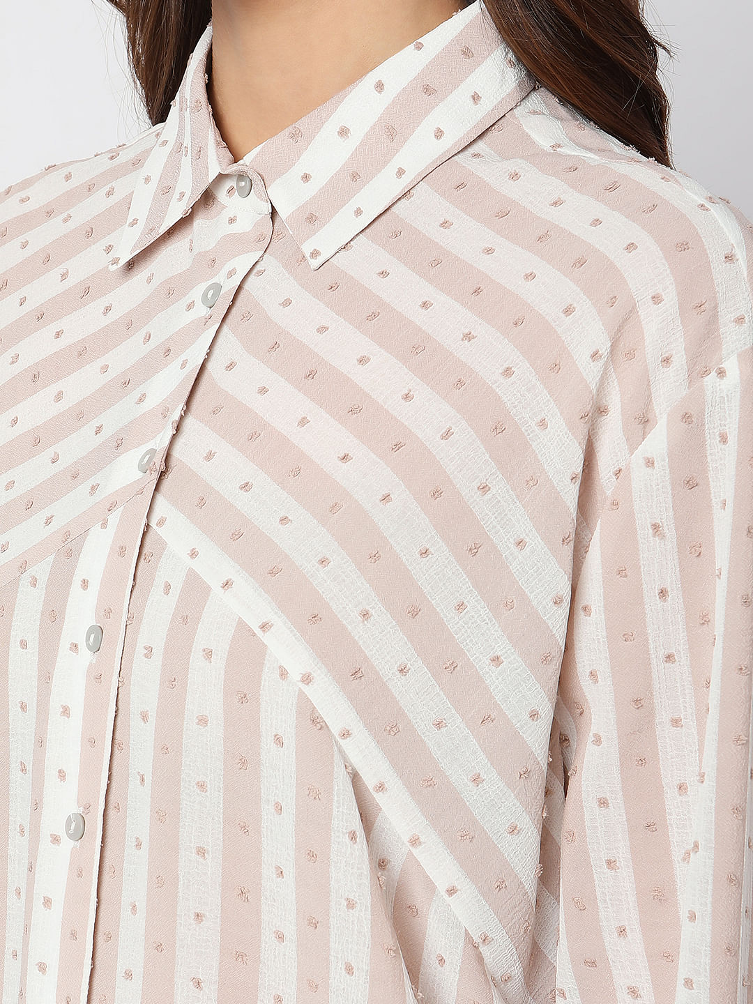 Beige Striped Printed Shirt