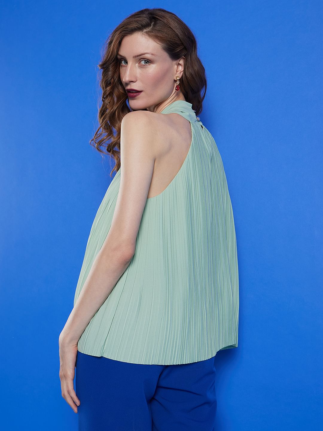 Marquee Green Pleated Top