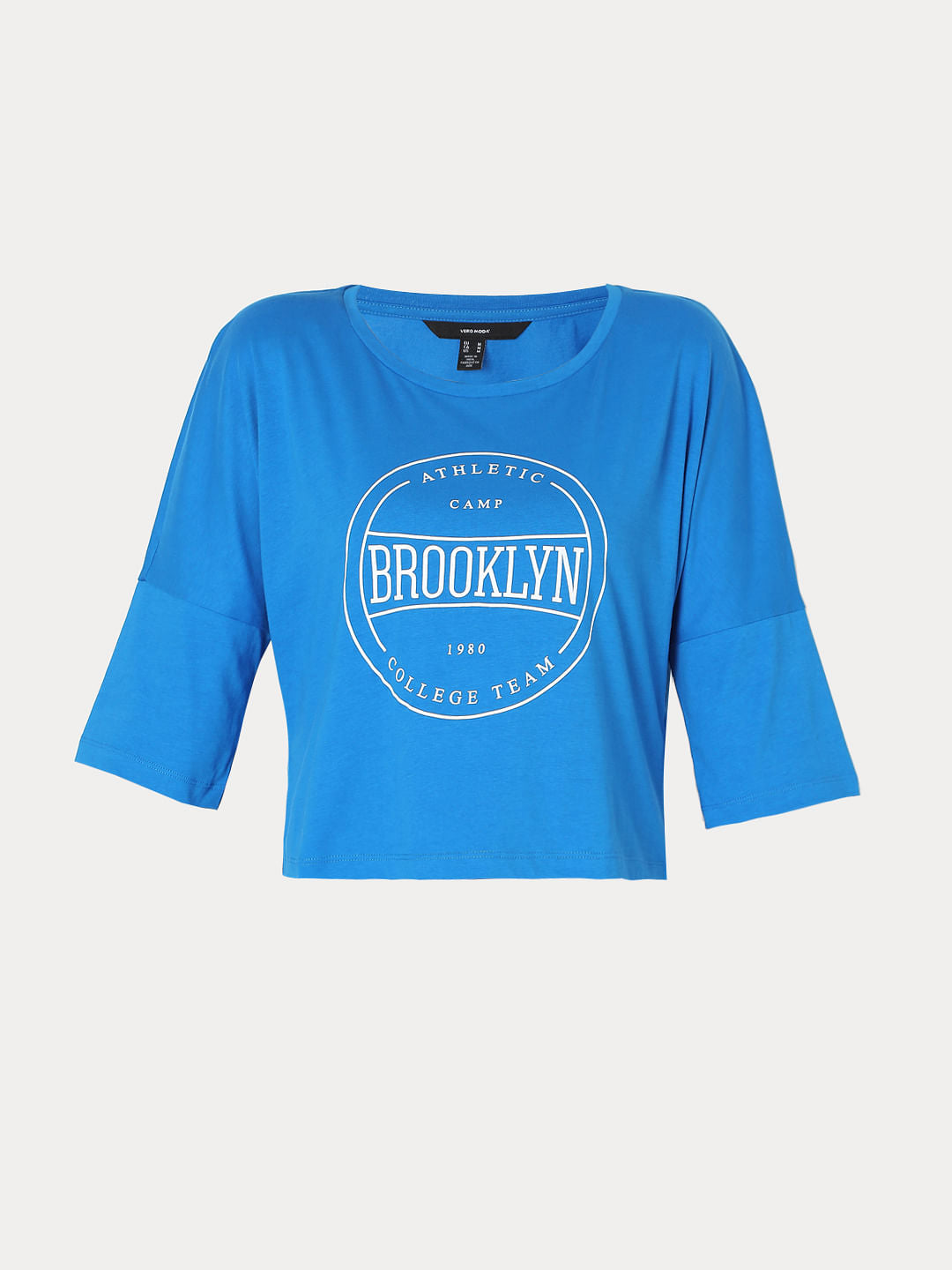 Blue Text Print T-Shirt