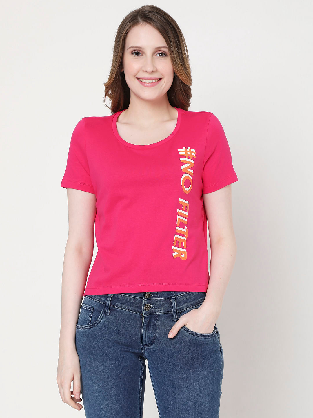 Pink Slogan Print T-Shirt