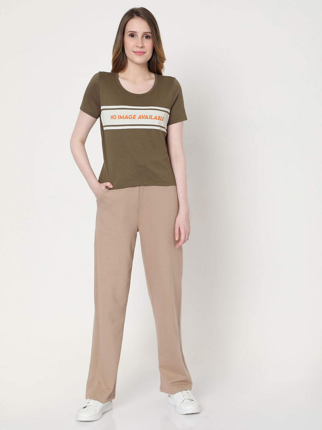 Green Text Print T-Shirt
