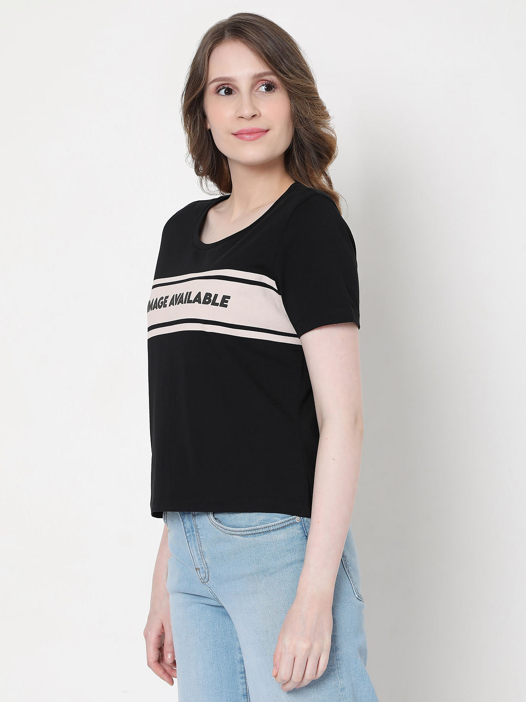 Black Text Print T-Shirt