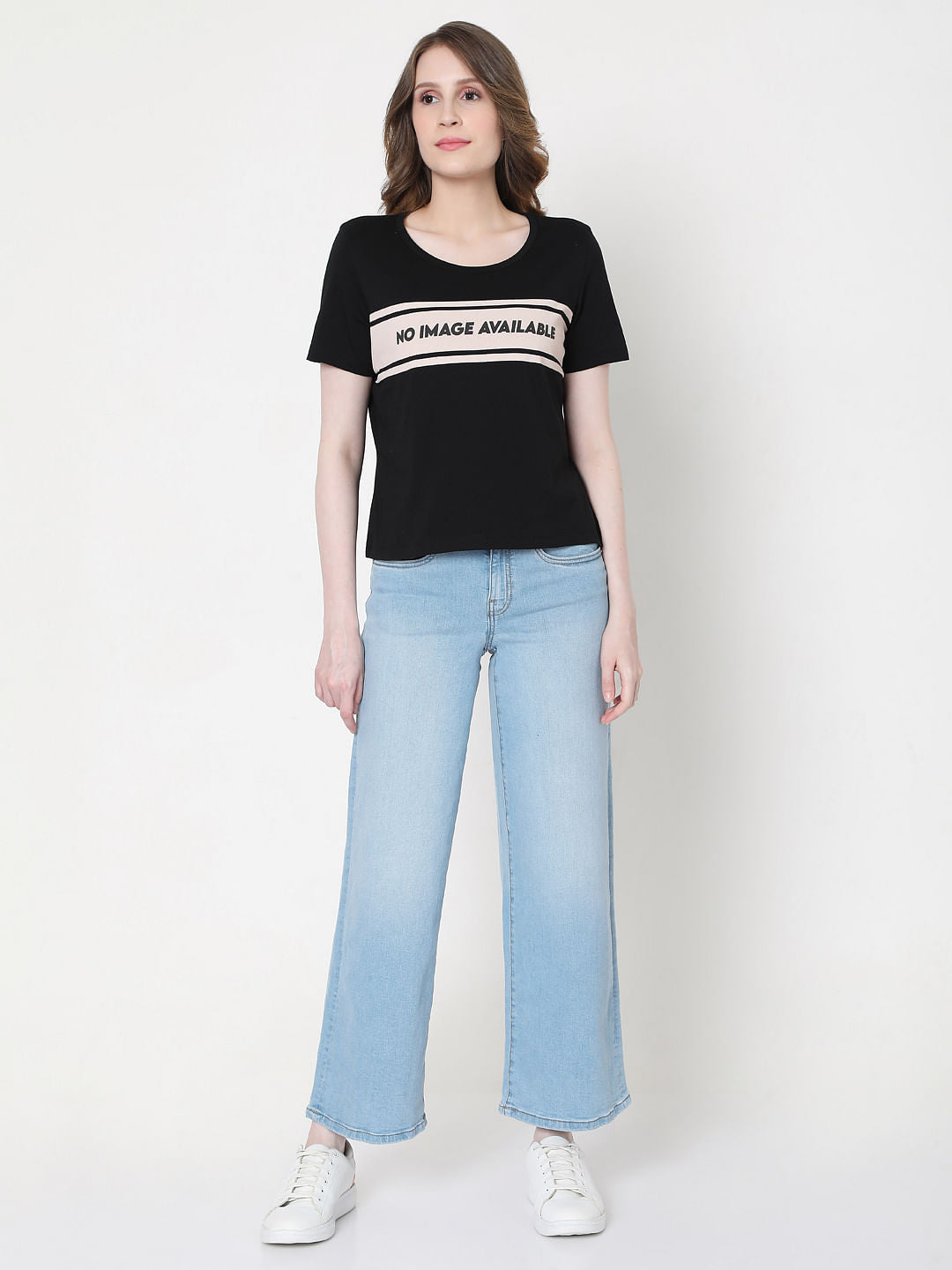 Black Text Print T-Shirt