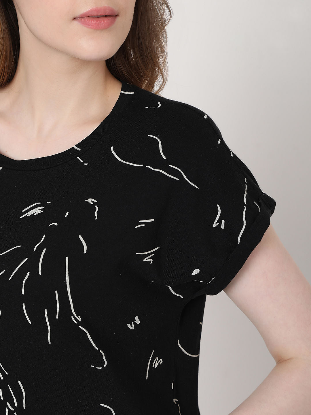 Black Abstract Print T-Shirt