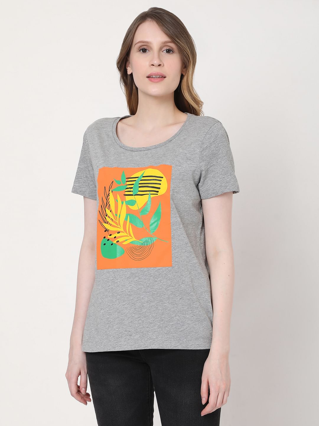 Grey Graphic Print T-Shirt