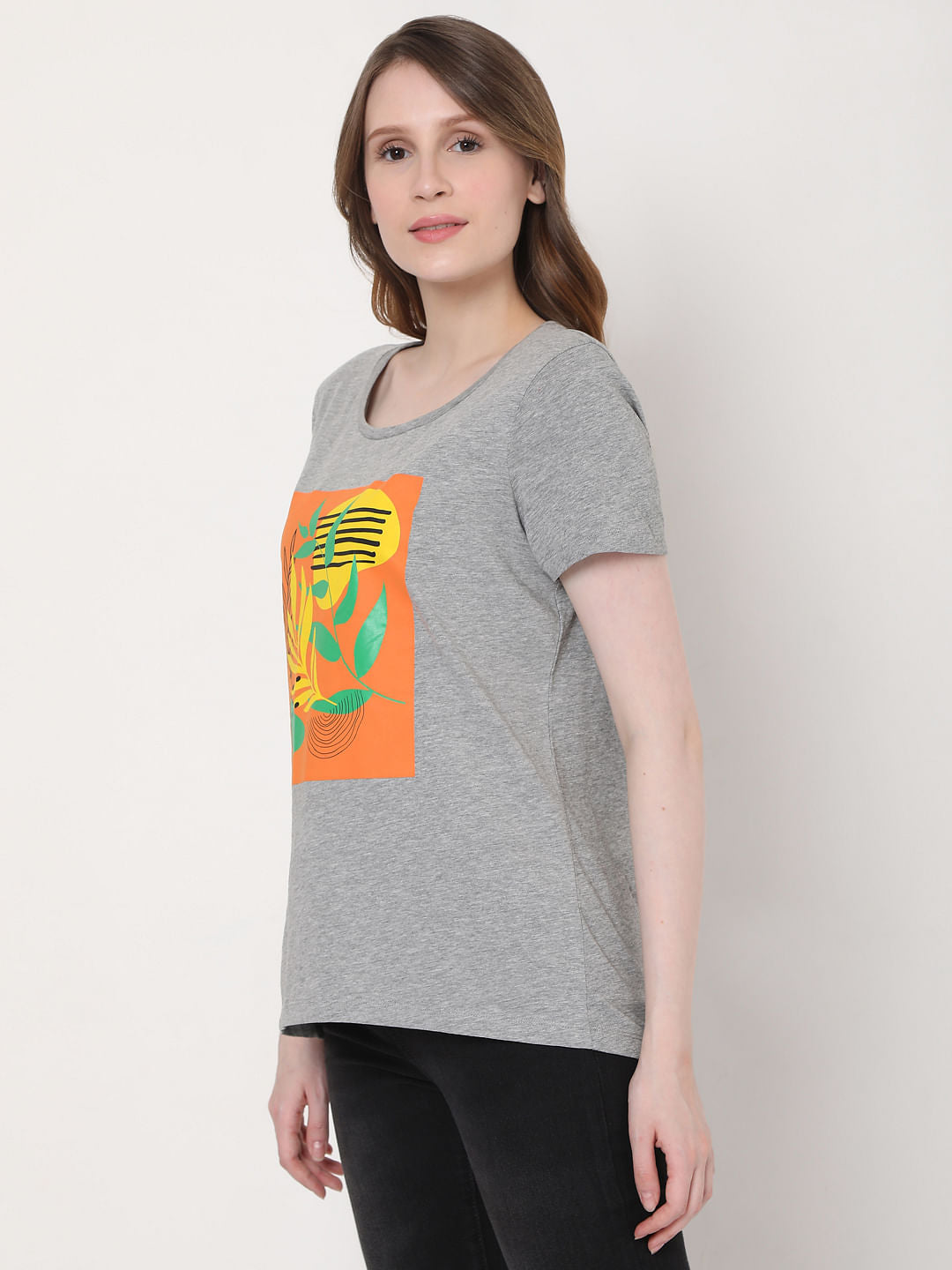 Grey Graphic Print T-Shirt