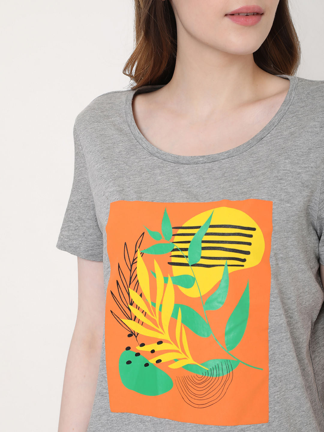 Grey Graphic Print T-Shirt