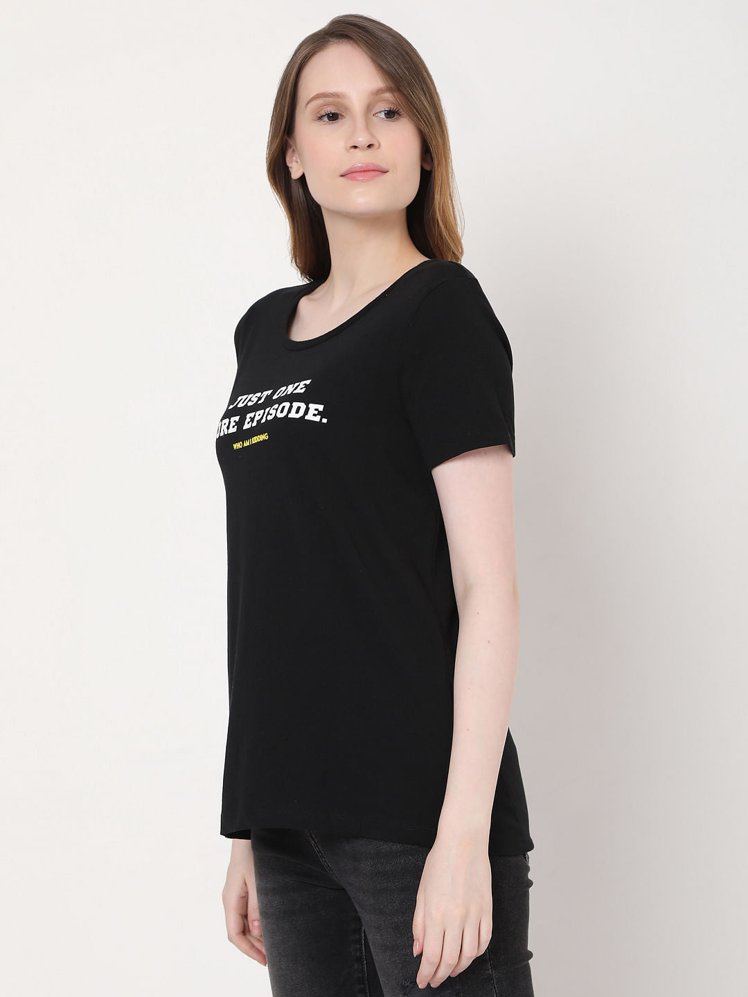 Black Slogan Print T-Shirt