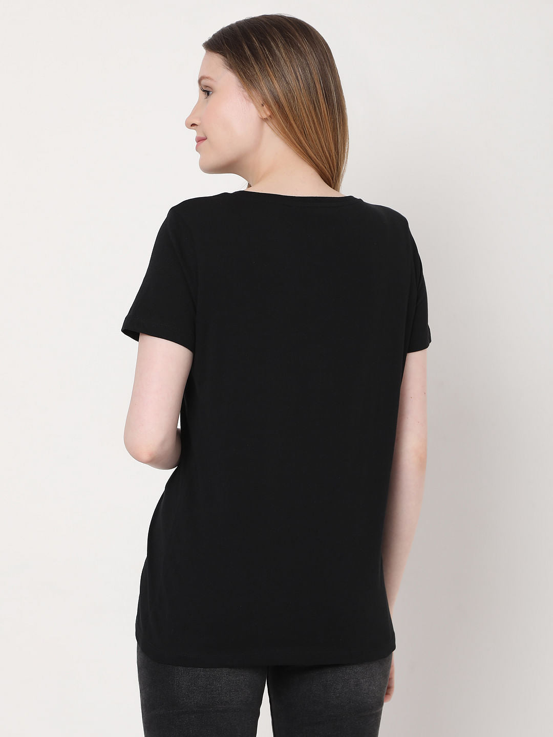 Black Slogan Print T-Shirt