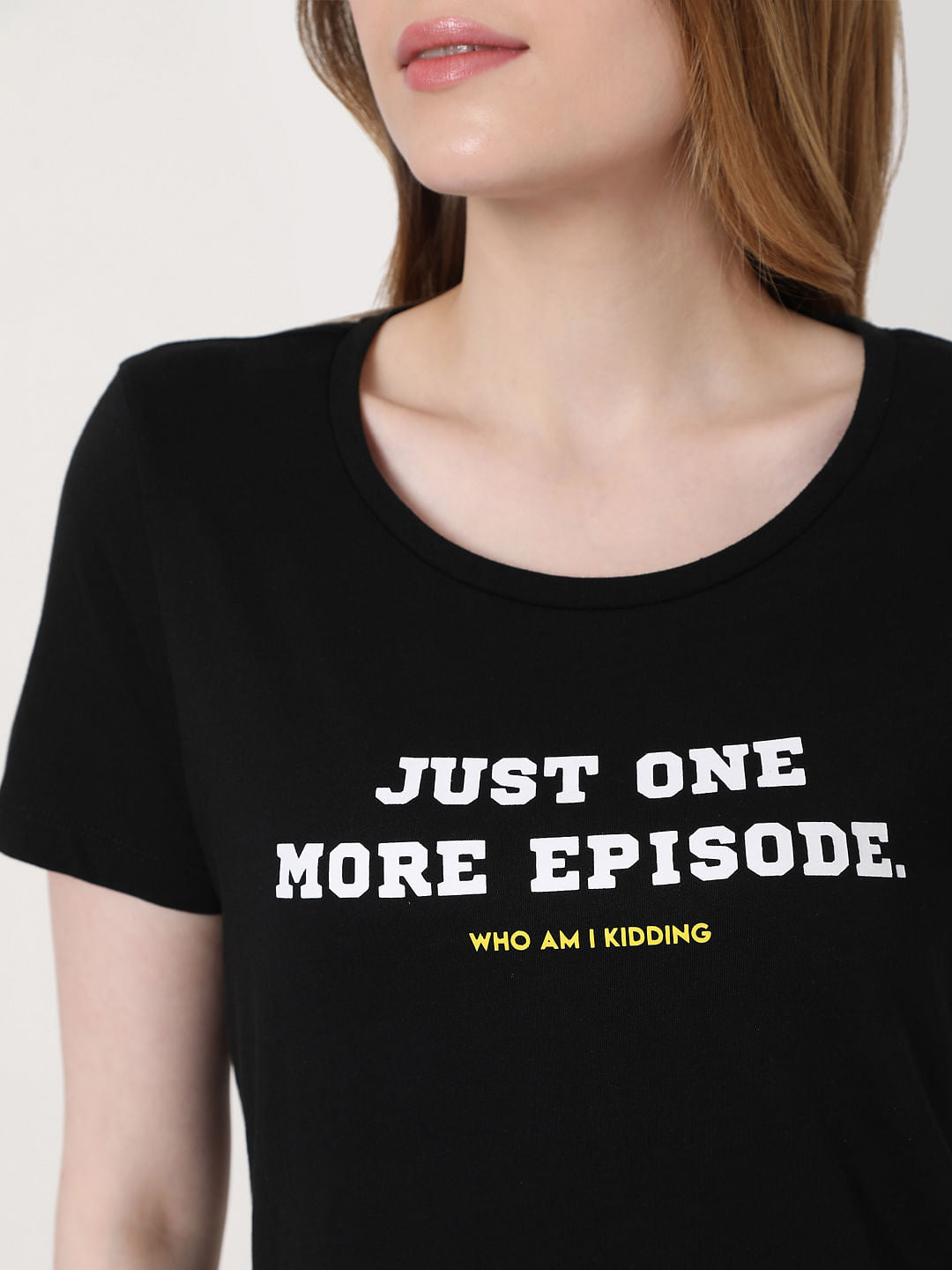 Black Slogan Print T-Shirt