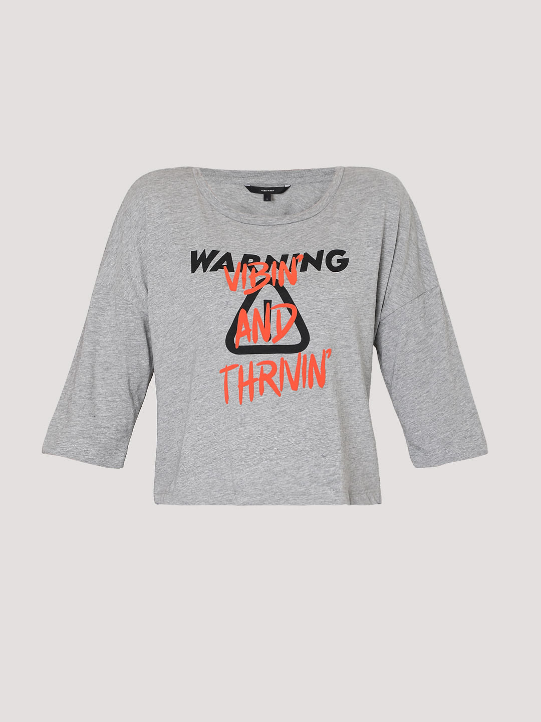 Grey Slogan Print T-Shirt
