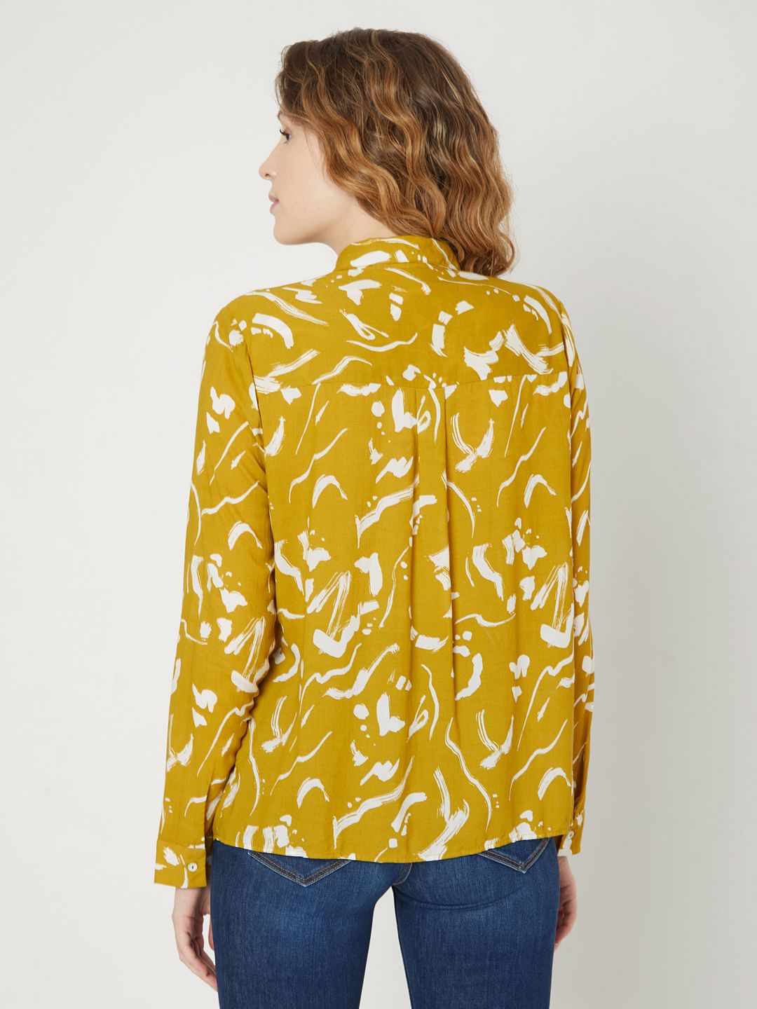 Mustard Abstract Print Shirt