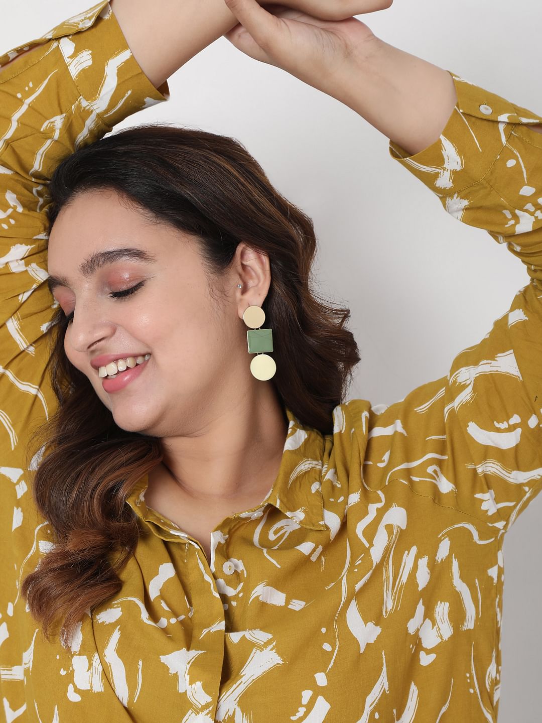 Curve Mustard Abstract Shirt