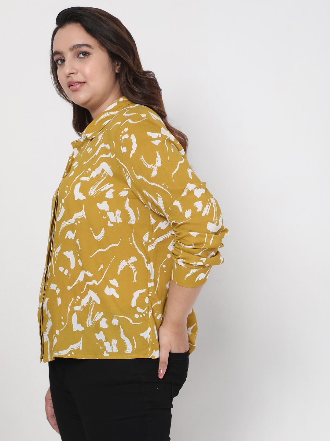 Curve Mustard Abstract Shirt
