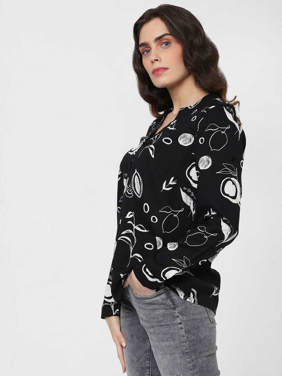 Black Printed Top