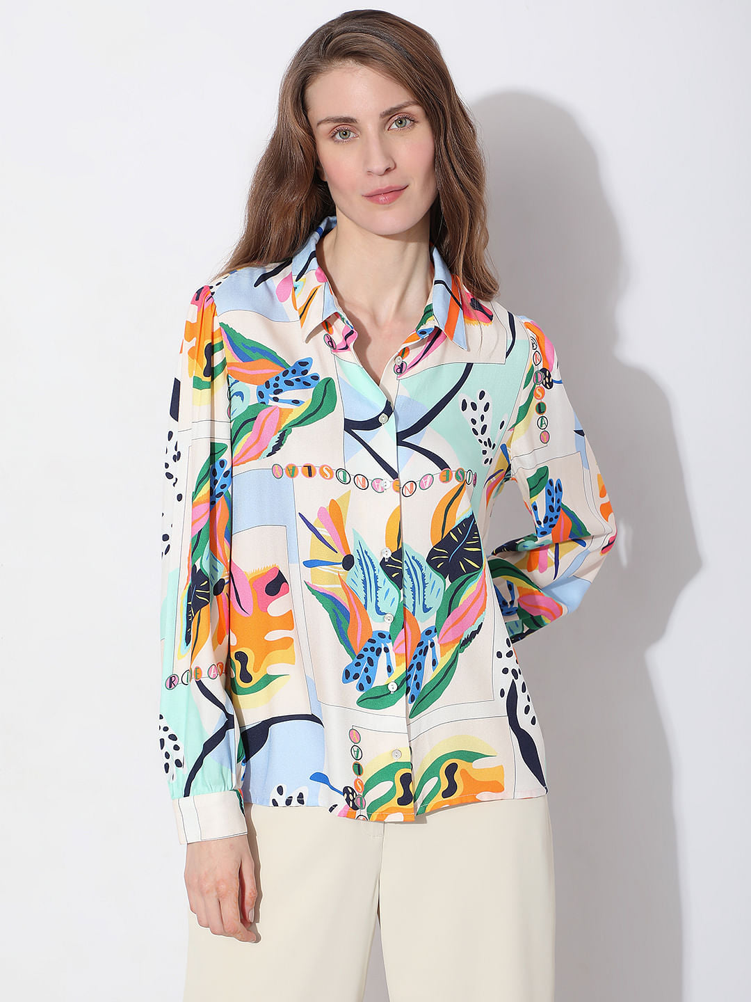 Green Abstract Print Shirt