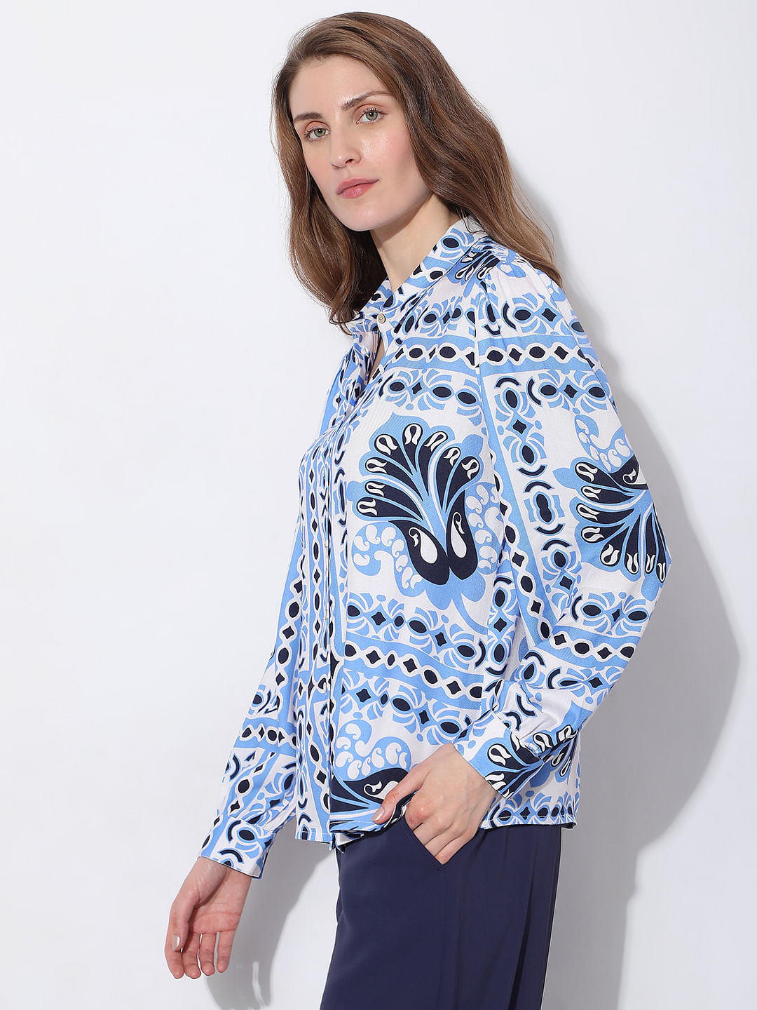 Blue Abstract Print Shirt